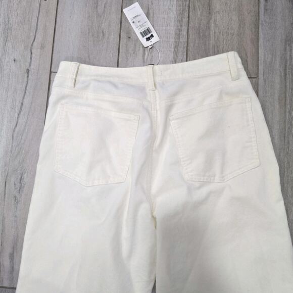 BRAND NEW! EILEEN FISHER COTTON VELVETEEN STRAIGHT LEG JEANS Beige SIZE 12 - Picture 3 of 11